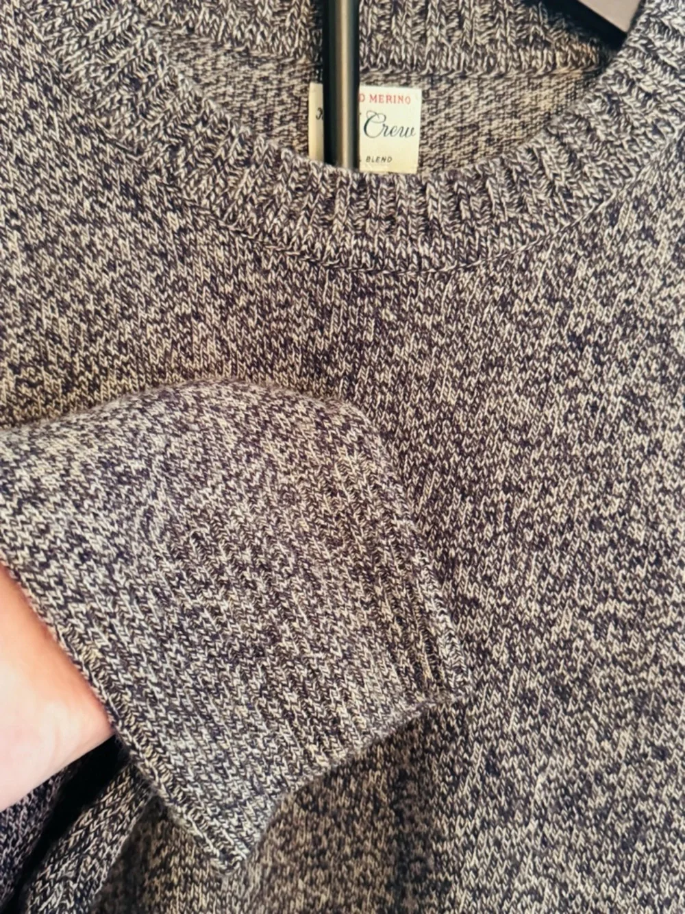J. Crew Rugged Merino Wool Blend Blue White Marled Crewneck Sweater XL